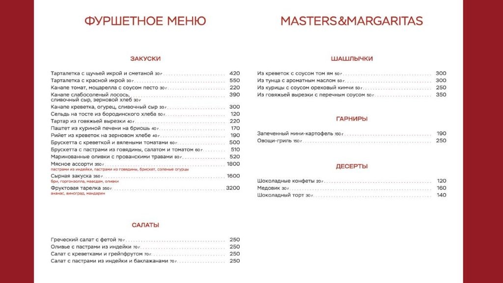 Фуршетное меню